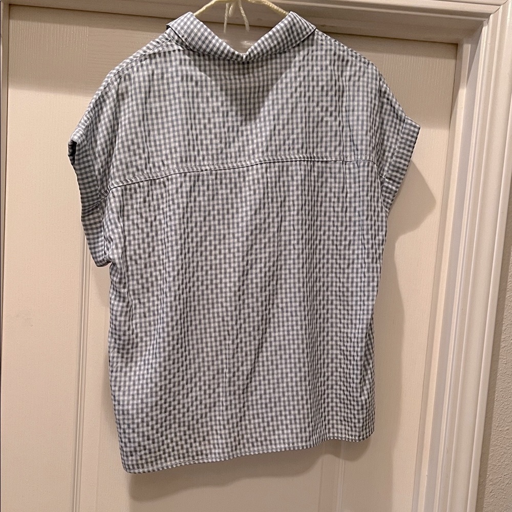 Grade and Gather Blue Checkered Casual Button Down Shirt - Picture 5 of 6